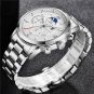 Rose gold white_Top Brand Luxury Multifunction Mens Watches Casual Silver Quartz Watch Men Sport Wat