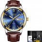 Gold blue L_Watches Men Waterproof Stainless Steel Luxury Analogue Wrist Watches Week Display Date S