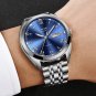 Gold blue L_Watches Men Waterproof Stainless Steel Luxury Analogue Wrist Watches Week Display Date S