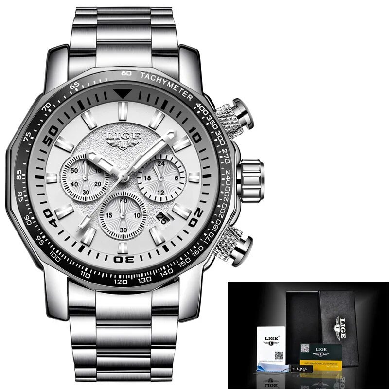 Silver white_2021  Top Brand Luxury Mens Watches Full Steel Watch Male Military Sport Waterproof Wat