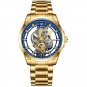 Gold blue steel_2023  Men Watch Skeleton Automatic Quartz Watch Gold Skeleton Vintage Man Watch Mens