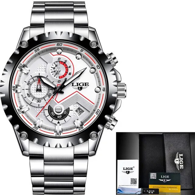 silver white steel_2022  Men Watch Fashion Quartz Watch Mens Top Brand Luxury All Steel Business Wat
