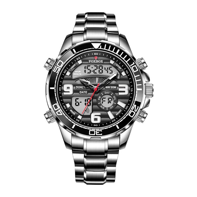 Black_2023  Brand Fox Digital Mens Watches Top Luxury Sport Quartz Wristwatch For Men All Steel Mili