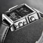 Silver black_2021  Casual Leather Mens Watches Top Brand Luxury Double Quartz Watch For Men Waterpro