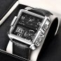 Silver black_2021  Casual Leather Mens Watches Top Brand Luxury Double Quartz Watch For Men Waterpro