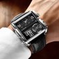 Silver white_2021 Casual Leather Mens Watches Top Brand Luxury Double Quartz Watch For Men Waterpro