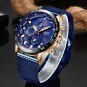 Silver black_Men Fashion Blue Watch For Men Top Brand Luxury Quartz Mens Watches Mesh Waterproof Spo