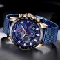 Silver black_Men Fashion Blue Watch For Men Top Brand Luxury Quartz Mens Watches Mesh Waterproof Spo