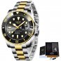Rose gold black_2021 Diver Watch For Men Brand Luxury Stainless Steel Waterproof Quartz Date Wrist