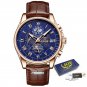 Blue_Watches Mens 2022  Top Brand Luxury Casual Leather Quartz Men's Watch Business Clock Male Sport