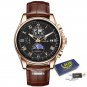 Rose gold black_Watches Mens 2022  Top Brand Luxury Casual Leather Quartz Men's Watch Business Clock