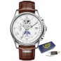 Silver white 2_Watches Mens 2022  Top Brand Luxury Casual Leather Quartz Men's Watch Business Clock 