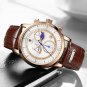 Rose gold blue_2022   Men Watches Fashion Leather Waterproof Luminous Top Brand Luxury Mens Quartz W