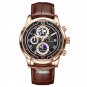 Rose gold black_2022 Mens Watches Top Brand Leather Chronograph Waterproof Sport Automatic Date Qu
