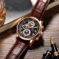 Rose gold black_2022  Mens Watches  Top Brand Leather Chronograph Waterproof Sport Automatic Date Qu