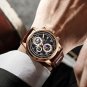 Rose gold black_2022  Mens Watches  Top Brand Leather Chronograph Waterproof Sport Automatic Date Qu