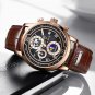 Rose gold white_2022 Mens Watches Top Brand Leather Chronograph Waterproof Sport Automatic Date Qu