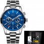 Silver blue S_Mens Watches Top Brand Luxury Leather Casual Quartz Watch Men Military Sport Waterproo