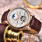 gold black_Brand Classic Mens Retro Watches Automatic Mechanical Watch Tourbillon Clock Genuine Leat