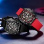Red_Automatic Mechanical Watches for Man Luxury Watch Men  Waterproof Wristwatch Rubber Strap  Mascu