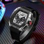 Silver black_Men Watch Fox Brand Luxury Waterproof Quartz Wristwatch For Men Date Sport Silicone Clo