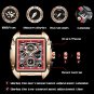 Black gold_Top Brand Men's Watches Luxury Square Quartz Wristwatch Waterproof Luminous Chronograph W