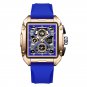 Gold blue_Top Brand Men's Watches Luxury Square Quartz Wristwatch Waterproof Luminous Chronograph Wa