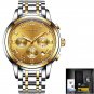 All gold_Mens Watches Top Brand Luxury Fashion Quartz Gold Watch Men's Business Stainless Steel Wate