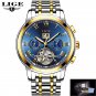 Gold blue_2022  Mens Watches Automatic Mechanical Watch Tourbillon Sport Clock Leather Casual Busine