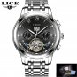 Silver  black_2022  Mens Watches Automatic Mechanical Watch Tourbillon Sport Clock Leather Casual Bu