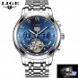 Silver blue_2022  Mens Watches Automatic Mechanical Watch Tourbillon Sport Clock Leather Casual Busi