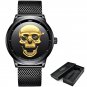 Black gold_Skeleto Men Watch Top Brand Casual 3D Skull Full Steel Waterproof Military Sports Male Qu