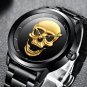 Steel Black gold_Skeleto Men Watch Top Brand Casual 3D Skull Full Steel Waterproof Military Sports M