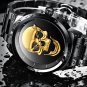 Steel Black silver_Skeleto Men Watch Top Brand Casual 3D Skull Full Steel Waterproof Military Sports