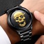 Steel Black silver_Skeleto Men Watch Top Brand Casual 3D Skull Full Steel Waterproof Military Sports