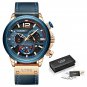 Gold blue_2022  Fashion Mens Leather Quartz Watch For Men Top Brand Luxury Wristwatch Waterproof Spo