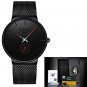 B R 2_2022  Fashion Mesh Belt Mens Watches For Men Waterproof Quartz Wristwatch Male Stainless Steel