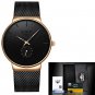 GB 2_2022  Fashion Mesh Belt Mens Watches For Men Waterproof Quartz Wristwatch Male Stainless Steel 