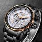 Full black_Fashion Brand Men Watch Chronograph Full Steel Business Quartz Clock Military Sport Water