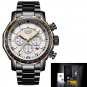 Gold White_Fashion Brand Men Watch Chronograph Full Steel Business Quartz Clock Military Sport Water