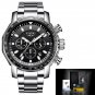 Silver black_Fashion Brand Men Watch Chronograph Full Steel Business Quartz Clock Military Sport Wat