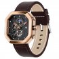 Gold black_Fashion Square Dial Leather Mens Watches Luxury Sport Waterproof Watch Men Chronograph Qu