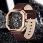 Gold black_Fashion Square Dial Leather Mens Watches Luxury Sport Waterproof Watch Men Chronograph Qu