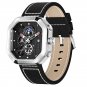 Silver black_Fashion Square Dial Leather Mens Watches Luxury Sport Waterproof Watch Men Chronograph