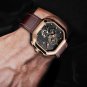 Silver black_Fashion Square Dial Leather Mens Watches Luxury Sport Waterproof Watch Men Chronograph