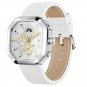 Silver white_Fashion Square Dial Leather Mens Watches Luxury Sport Waterproof Watch Men Chronograph