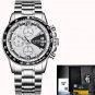 steel white_2022 Mens Watches Top Brand Luxury Stopwatch Sports Waterproof Quartz Watch Man Fashion