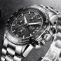 steel white_2022  Mens Watches Top Brand Luxury Stopwatch Sports Waterproof Quartz Watch Man Fashion