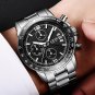 steel white_2022  Mens Watches Top Brand Luxury Stopwatch Sports Waterproof Quartz Watch Man Fashion