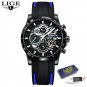 Black blue_2023 Mens Watches Top Brand Stainless Steel Hollow Sports Waterproof Quartz Watch Men Mi